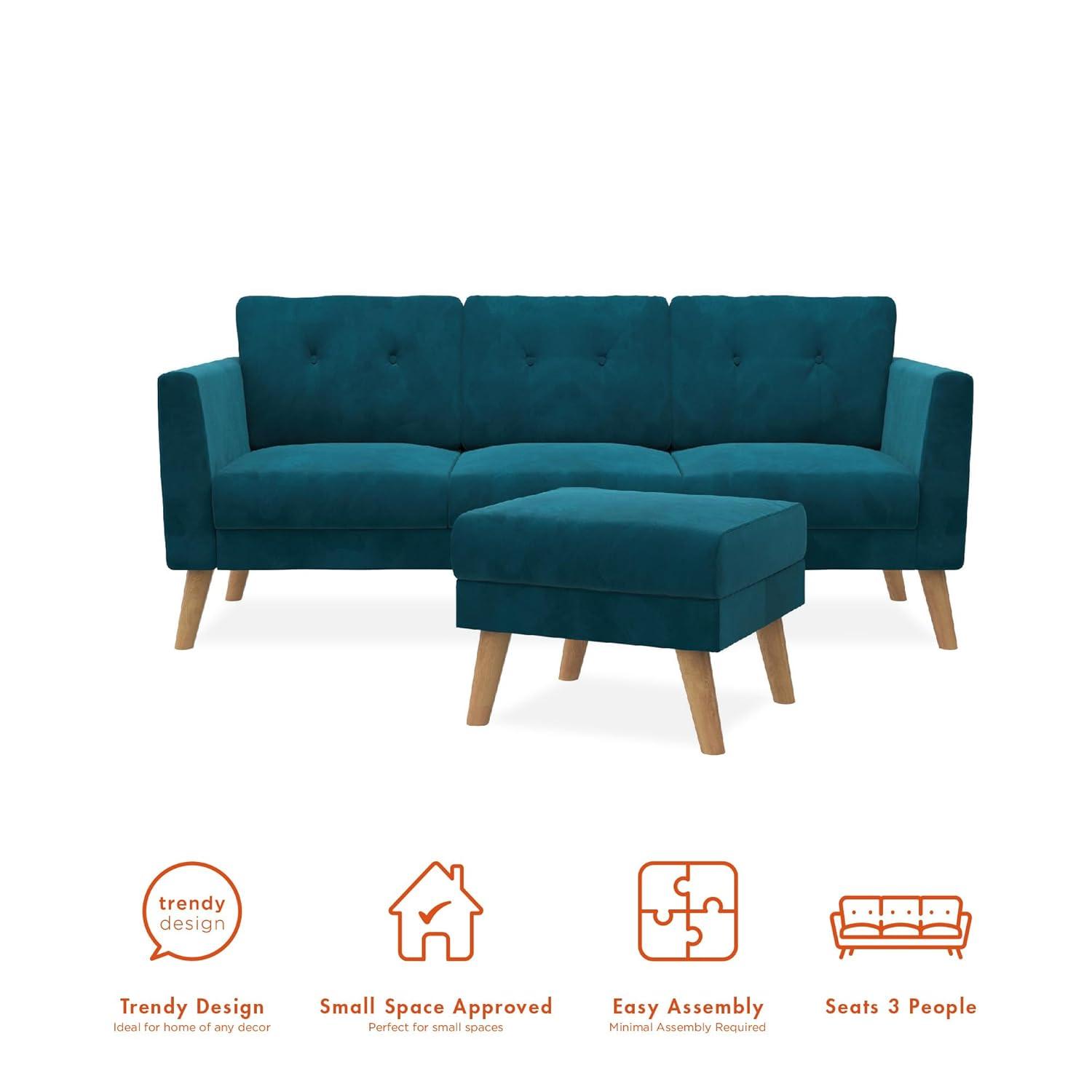 Gloria 75.5'' Wide Velvet Reversible Sofa & Chaise with Ottoman