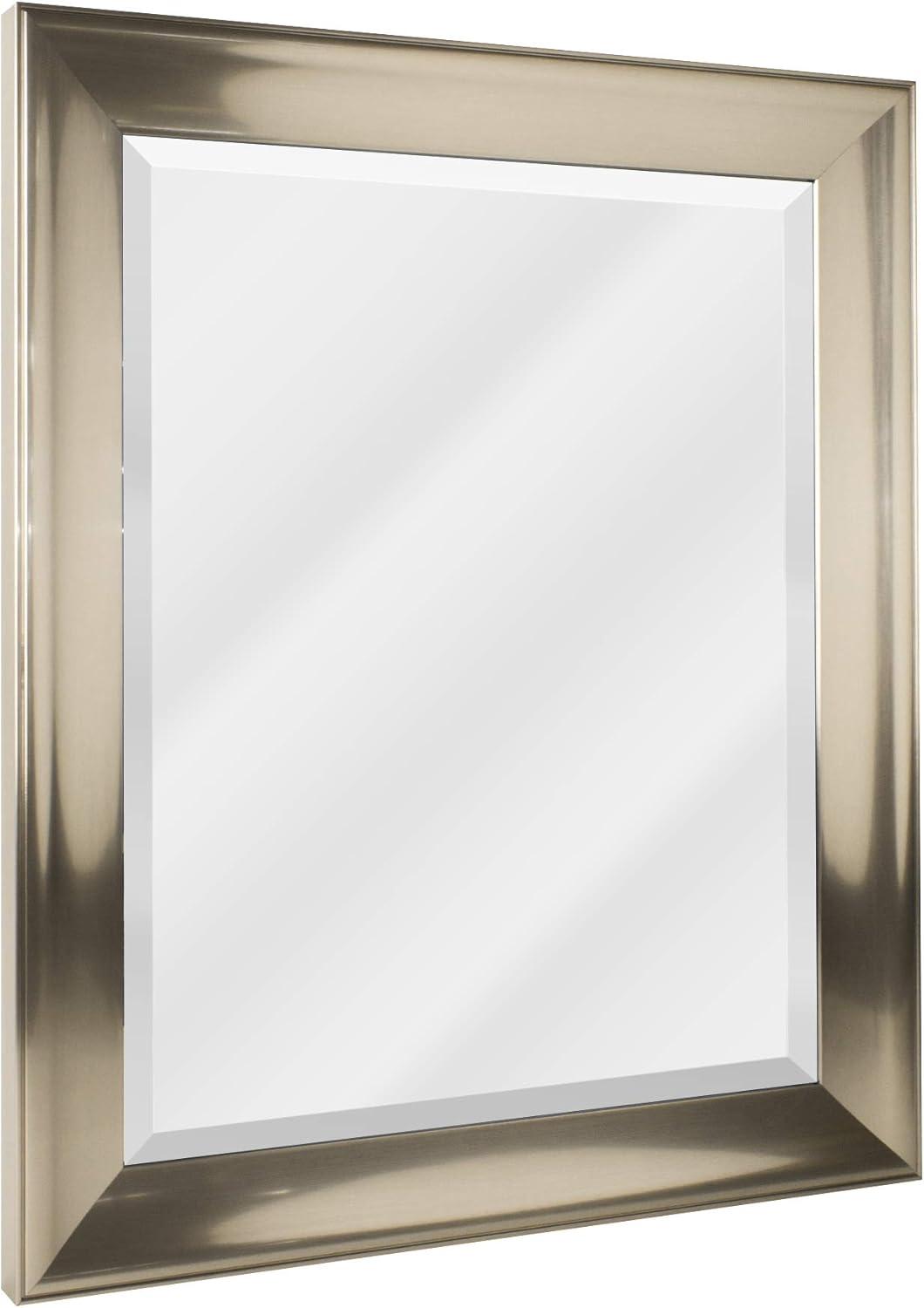 Head West Brushed Nickel PS Rectangular Framed Beveled Accent Wall Vanity Mirror - 28 x 34