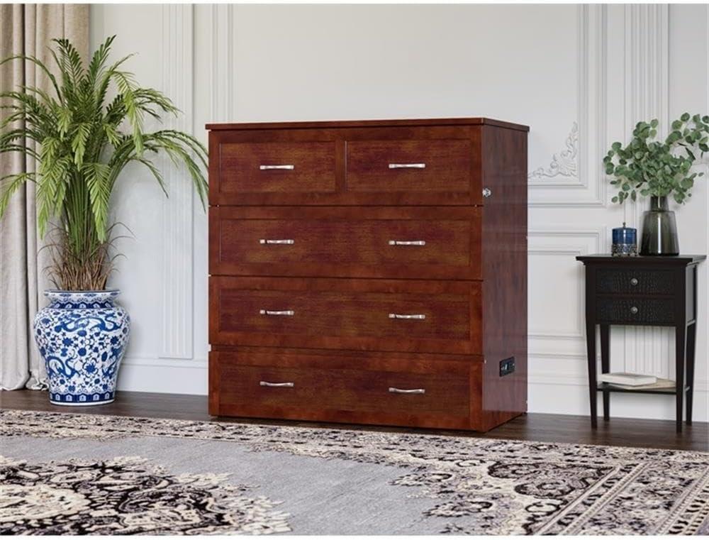 Nantucket Walnut Twin XL Murphy Bed Chest with Drawer