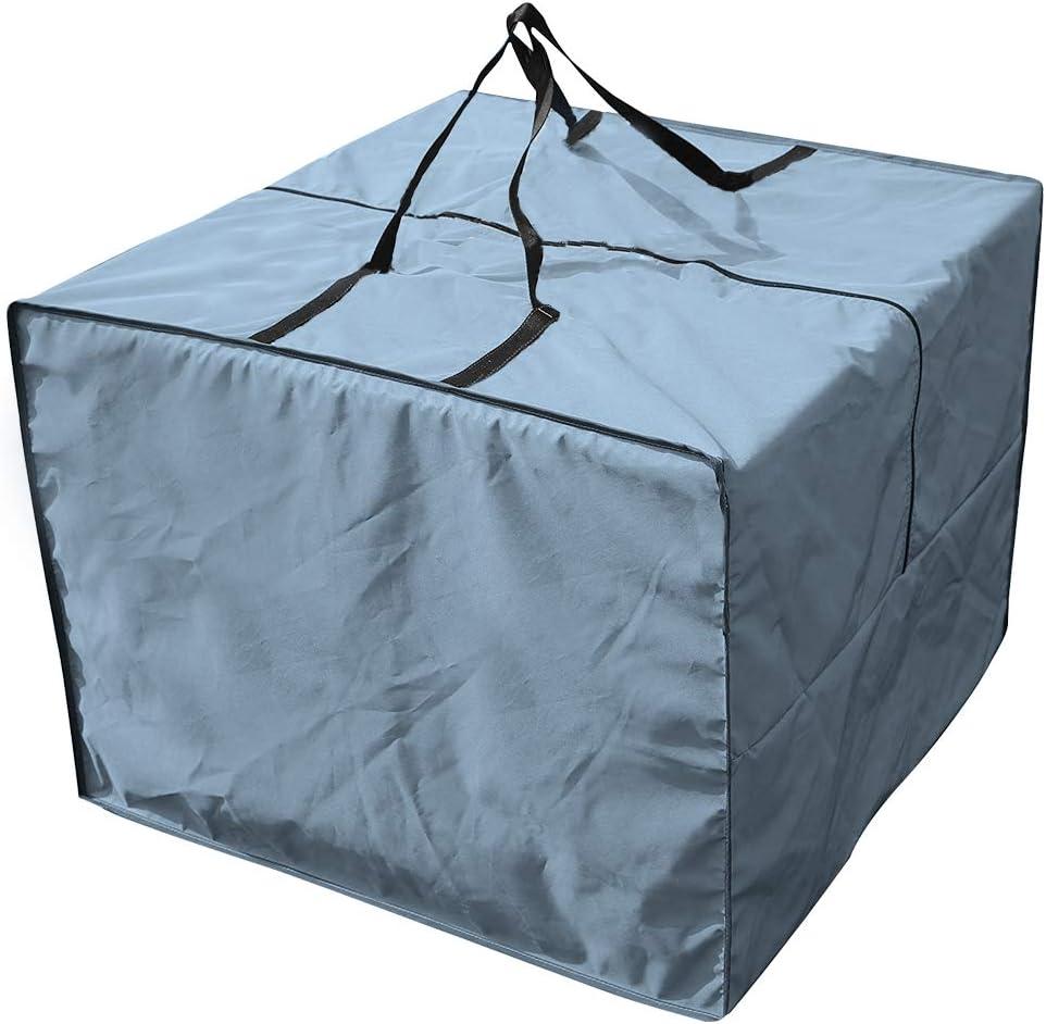 Gray Waterproof Outdoor Patio Cushion Storage Bag with Zipper and Handles 32x32x24 Inches