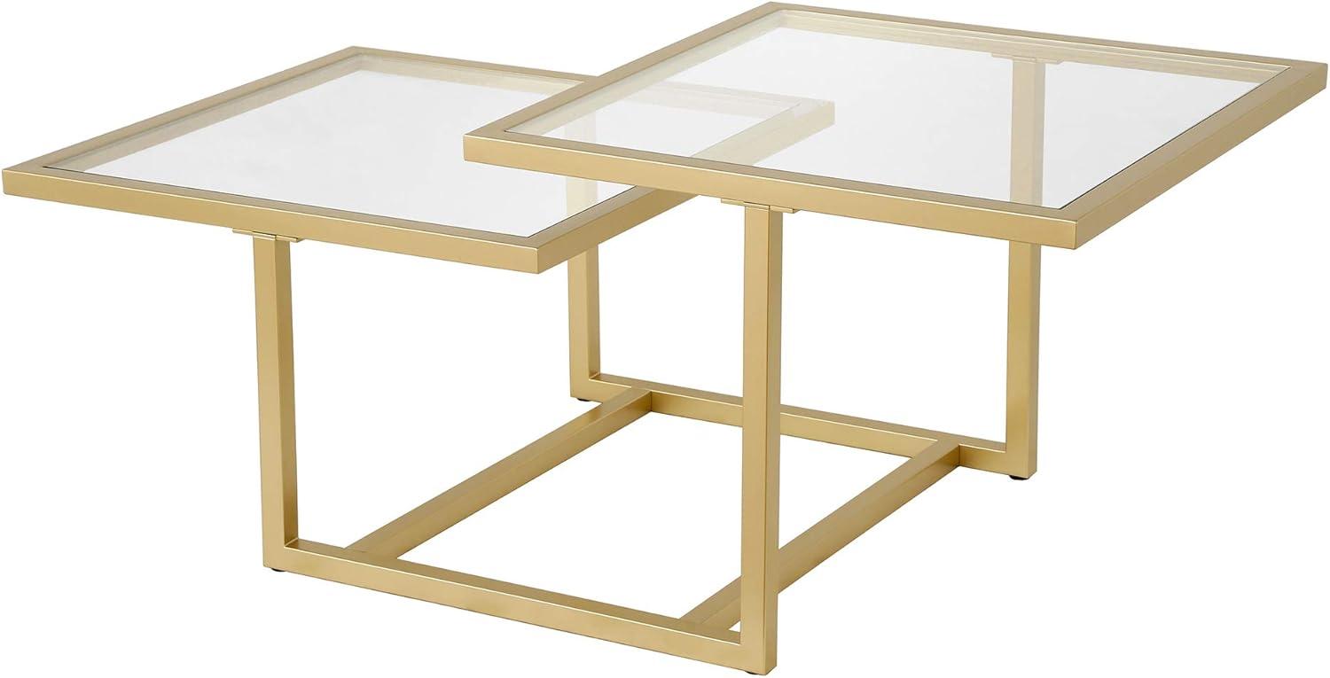 Evelyn&Zoe Amalie 43" Wide Square Coffee Table, Brass