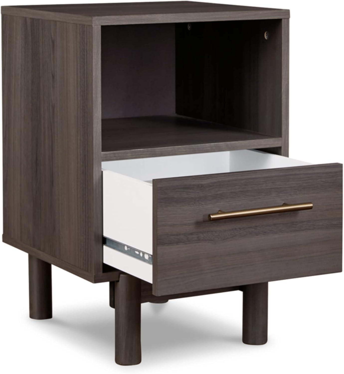 Brymont Nightstand Black/Gray - Signature Design by Ashley: Mid-Century Modern, Storage Drawer, Bedroom Furniture