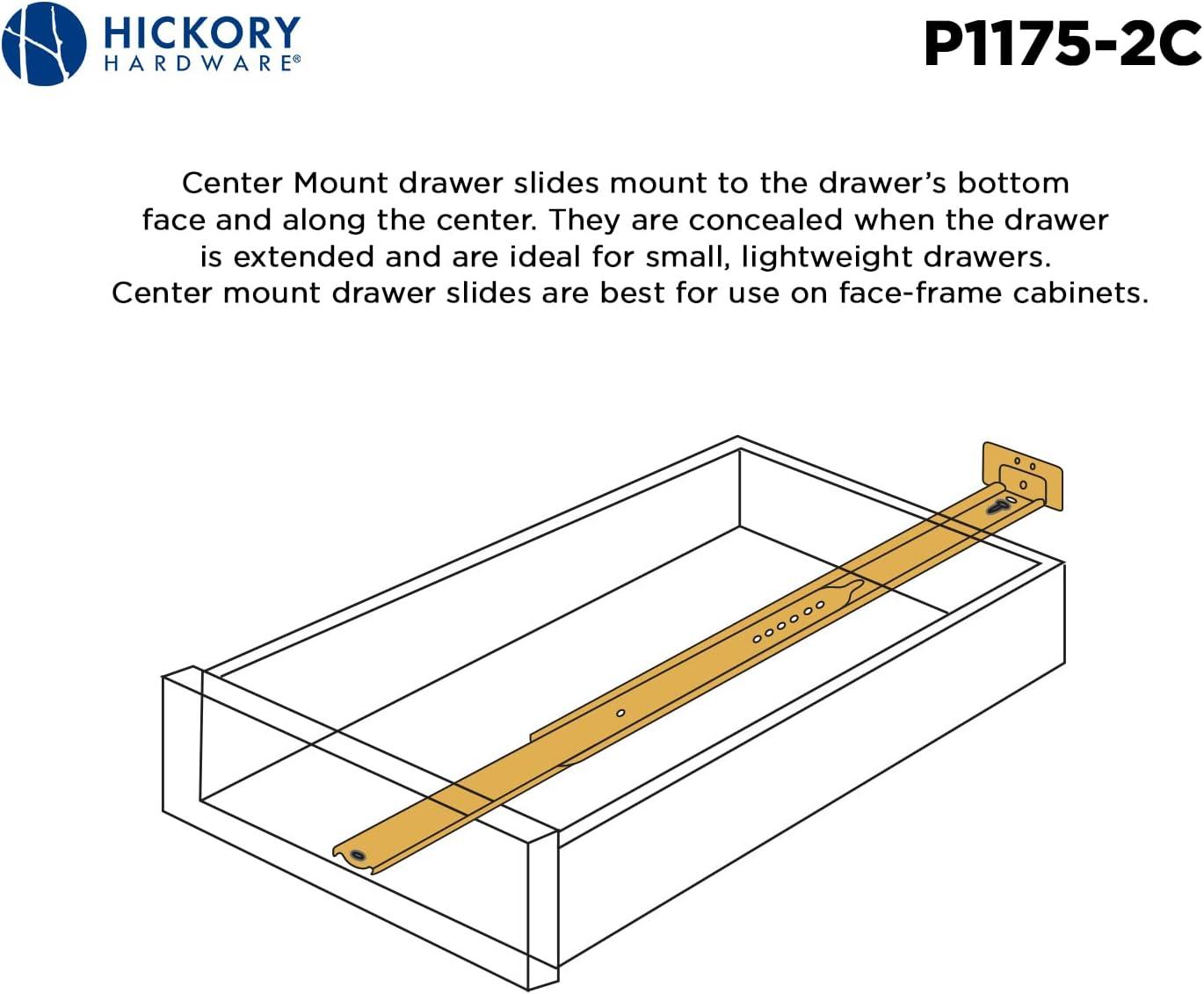 Drawer Slide Center Mount Mono Rail 3/4 Extension Adjustable Length Cadmium Finish (10 Pack)