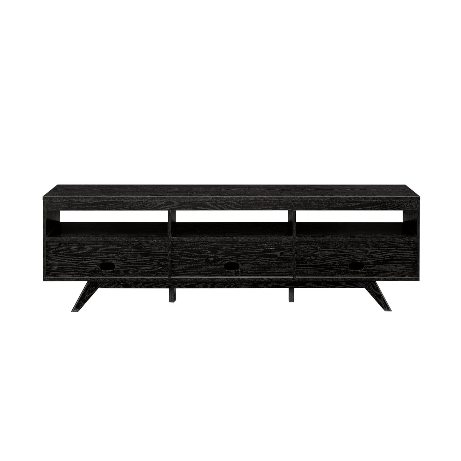 Walker Edison Mid-Century Modern Storage TV Stand for TVs up to 80”, Black