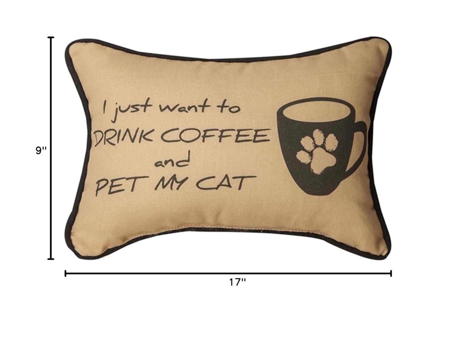 Manual Woodworkers & Weavers  12.5 x 8.5 in. I Just Wanted to Drink Coffee & Pet My Cat Pillow