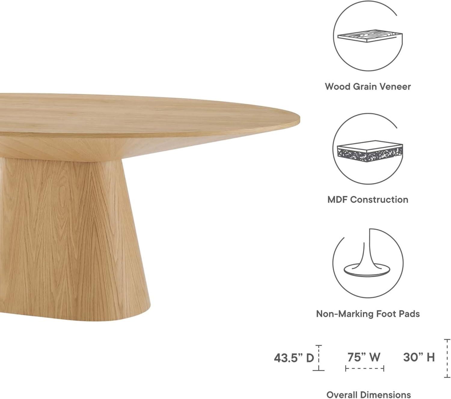 Modway Provision 47" Round Modern Style MDF Wood Dining Table in Oak