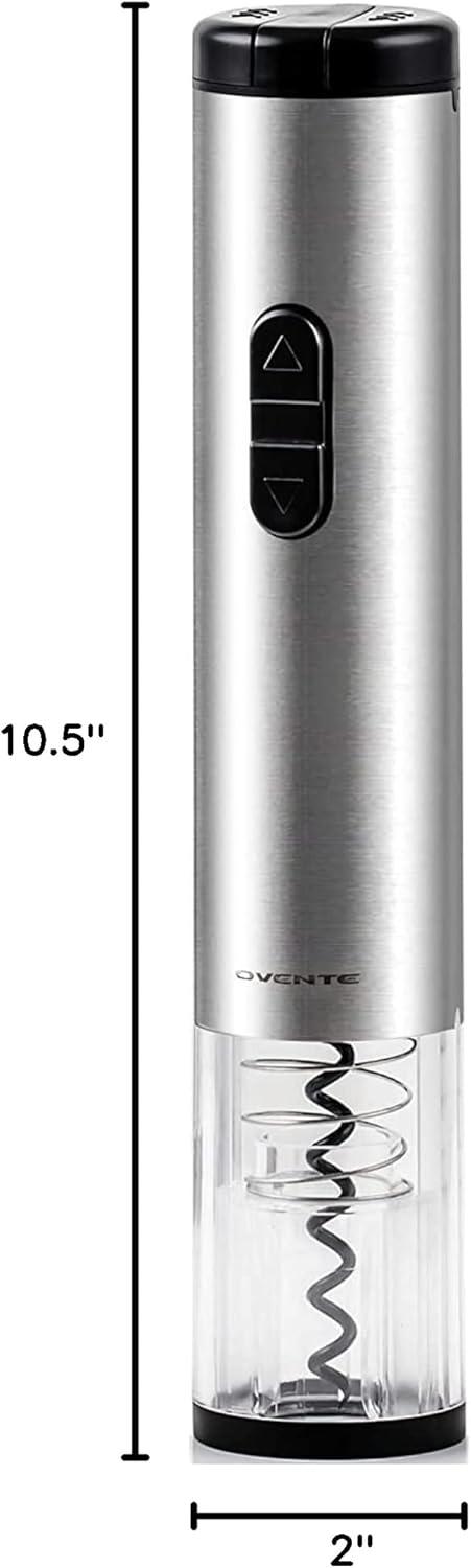 OVENTE Electric Stainless Steel Wine Bottle Opener, Foil Cutter, Perfect for Travel, Silver WO1381S