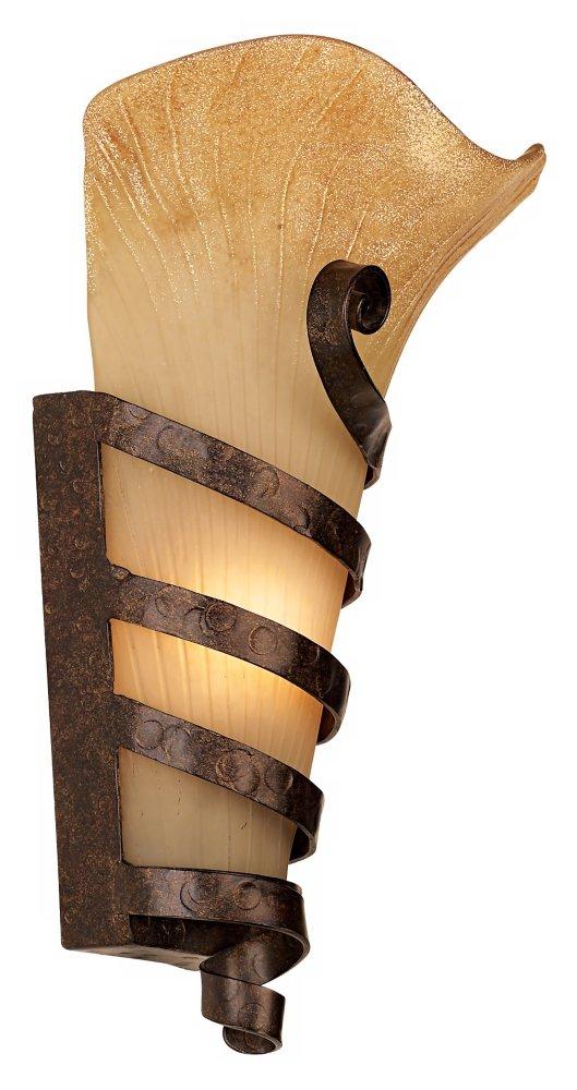 Franklin Iron Works Solara Rustic Wall Light Sconce Rust Iron Scroll Hardwire 10" Fixture Scavo Glass for Bedroom Bathroom Vanity Reading Living Room