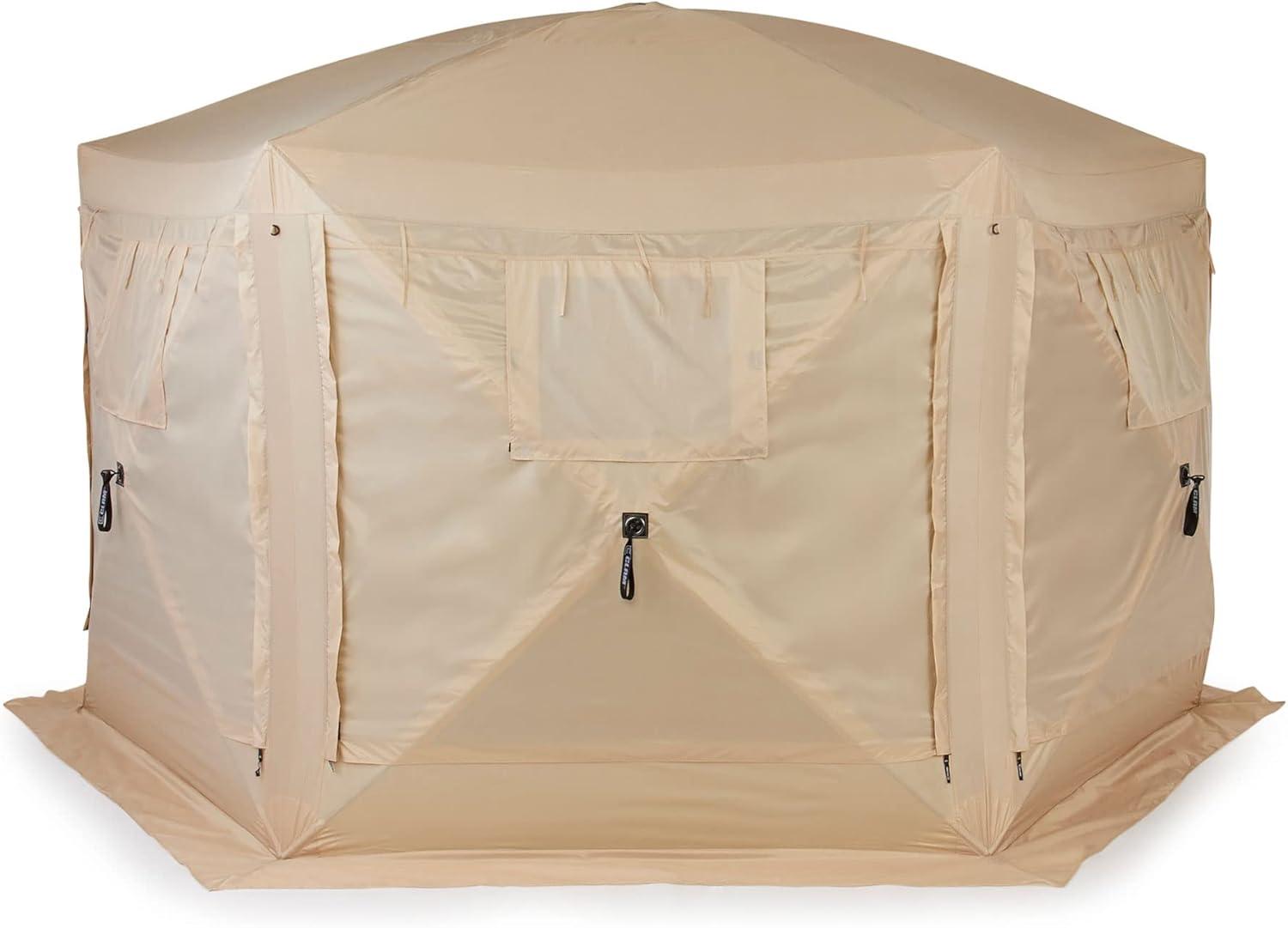 CLAM Quick-Set Pavilion Portable Pop-Up Outdoor Camping Gazebo Screen Tent Sided Canopy Shelter with Ground Stakes & Carry Bag