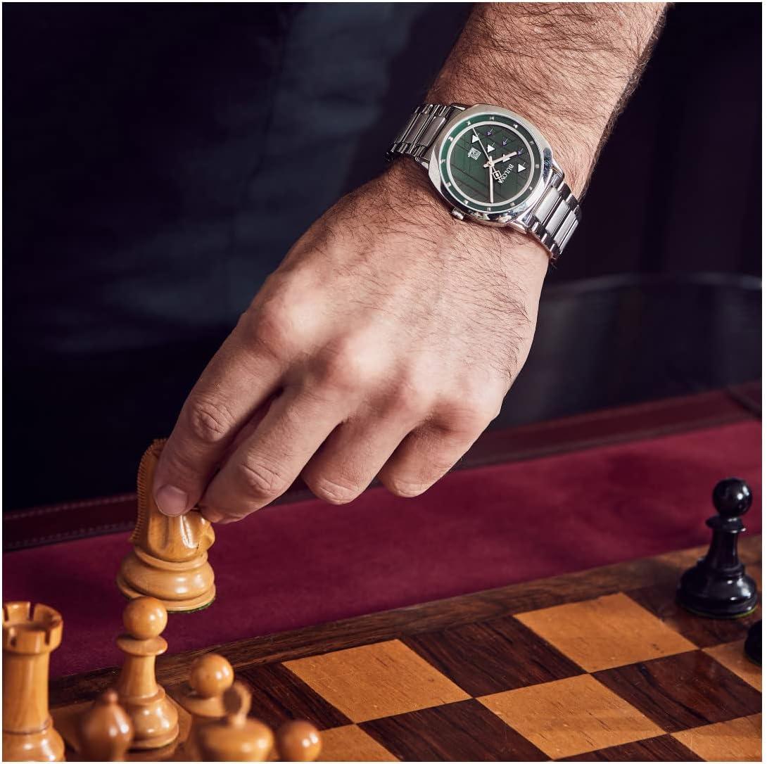 Bulova Men Frank Lloyd Wright Hollyhock House Stainless Steel 3-Hand Quartz, Brown Leather Strap and Green Dial Style: 96A286
