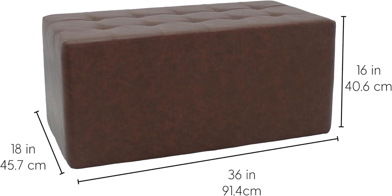 Distressed Tufted Rectangle Ottoman