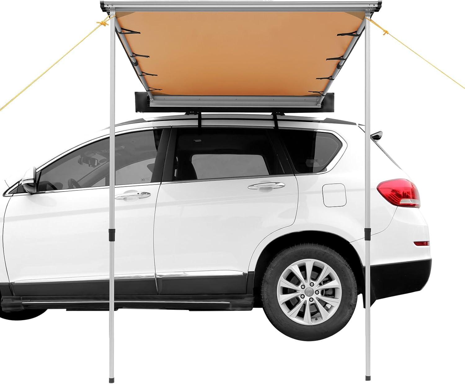 VEVOR 4.6x6.6ft Beige Polyester Retractable Vehicle Awning