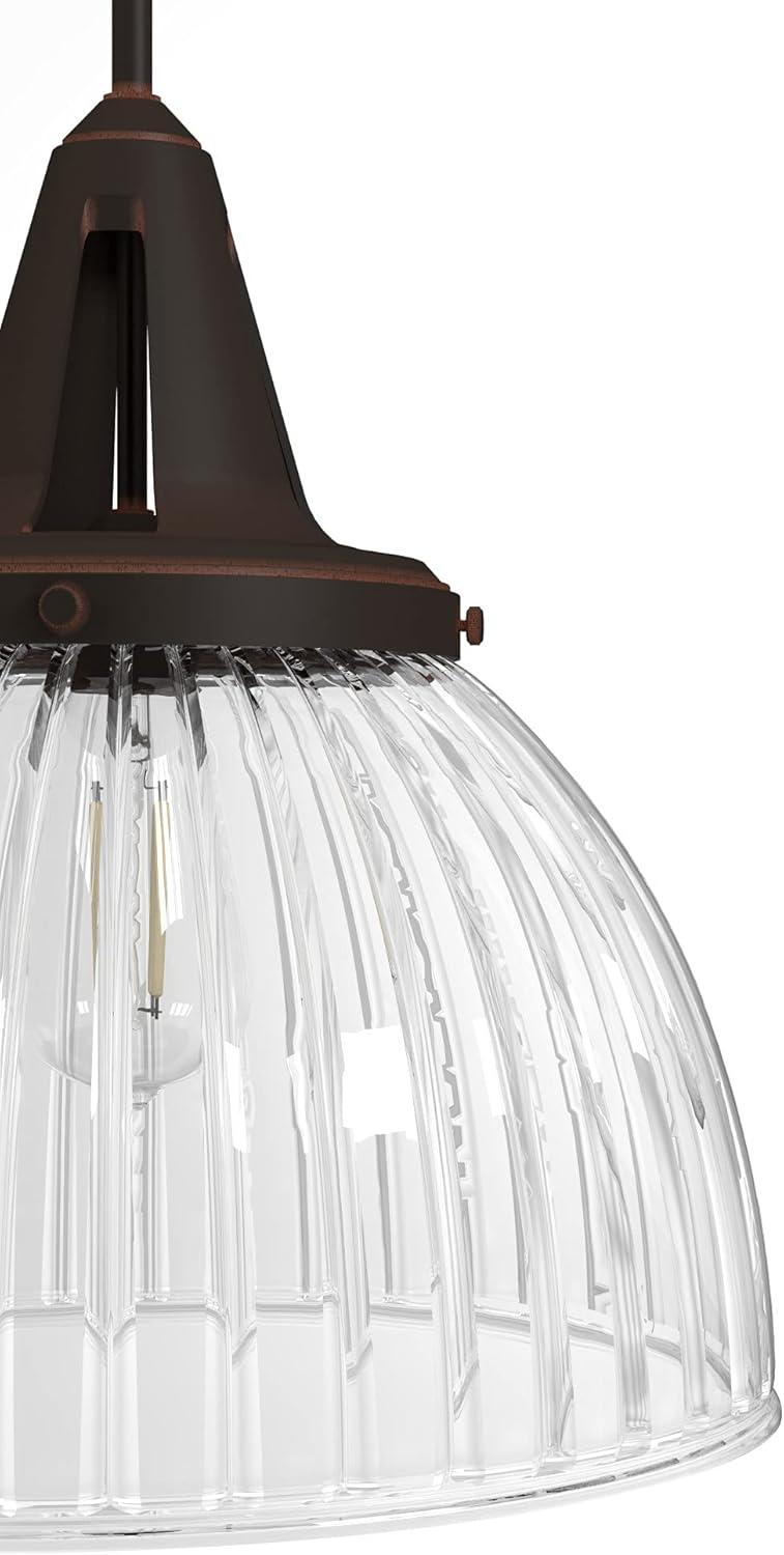 Cypress Grove 16'' Black and Clear Glass Pendant Light