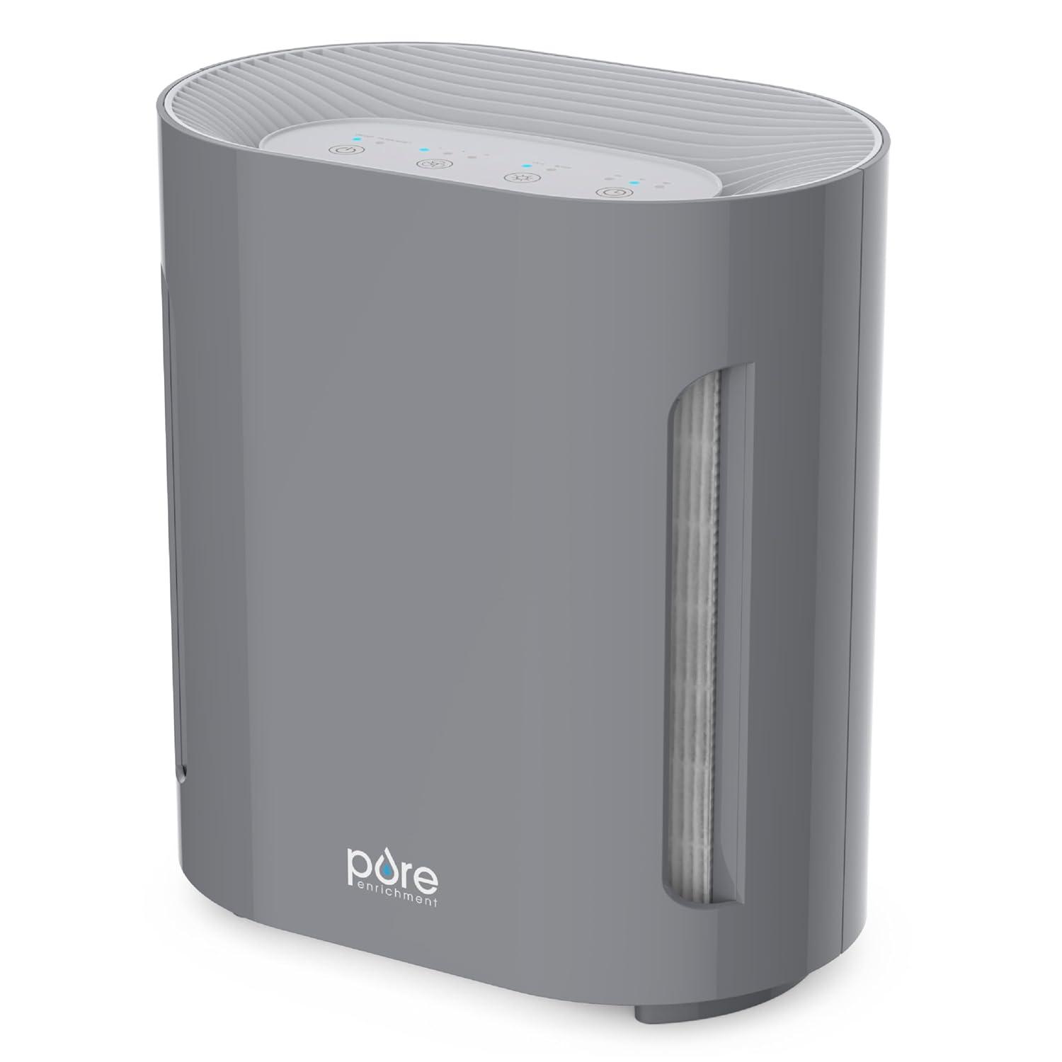 Pure Enrichment Pure Zone 3-in-1 True HEPA Air Filter Mist: Electric Air Purifier, Captures Dust & Smoke, ETL Listed, Gray