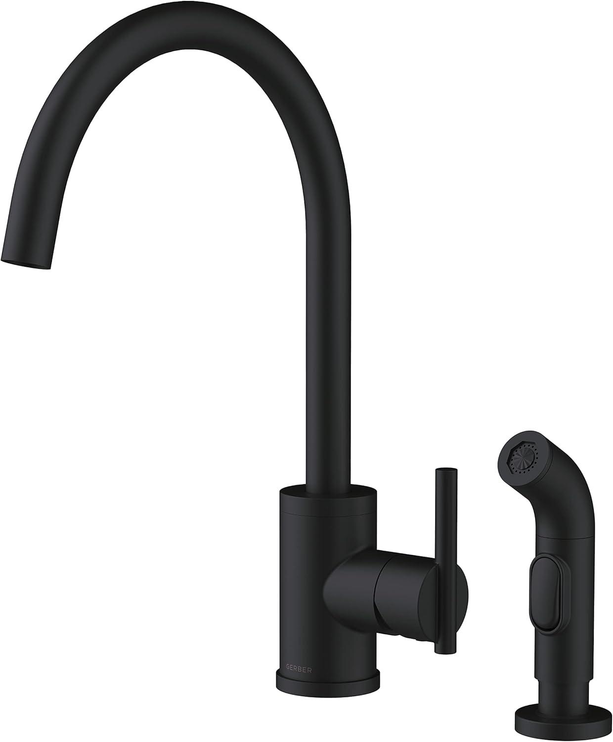 Satin Black Single Handle Kitchen Faucet with Side Spray