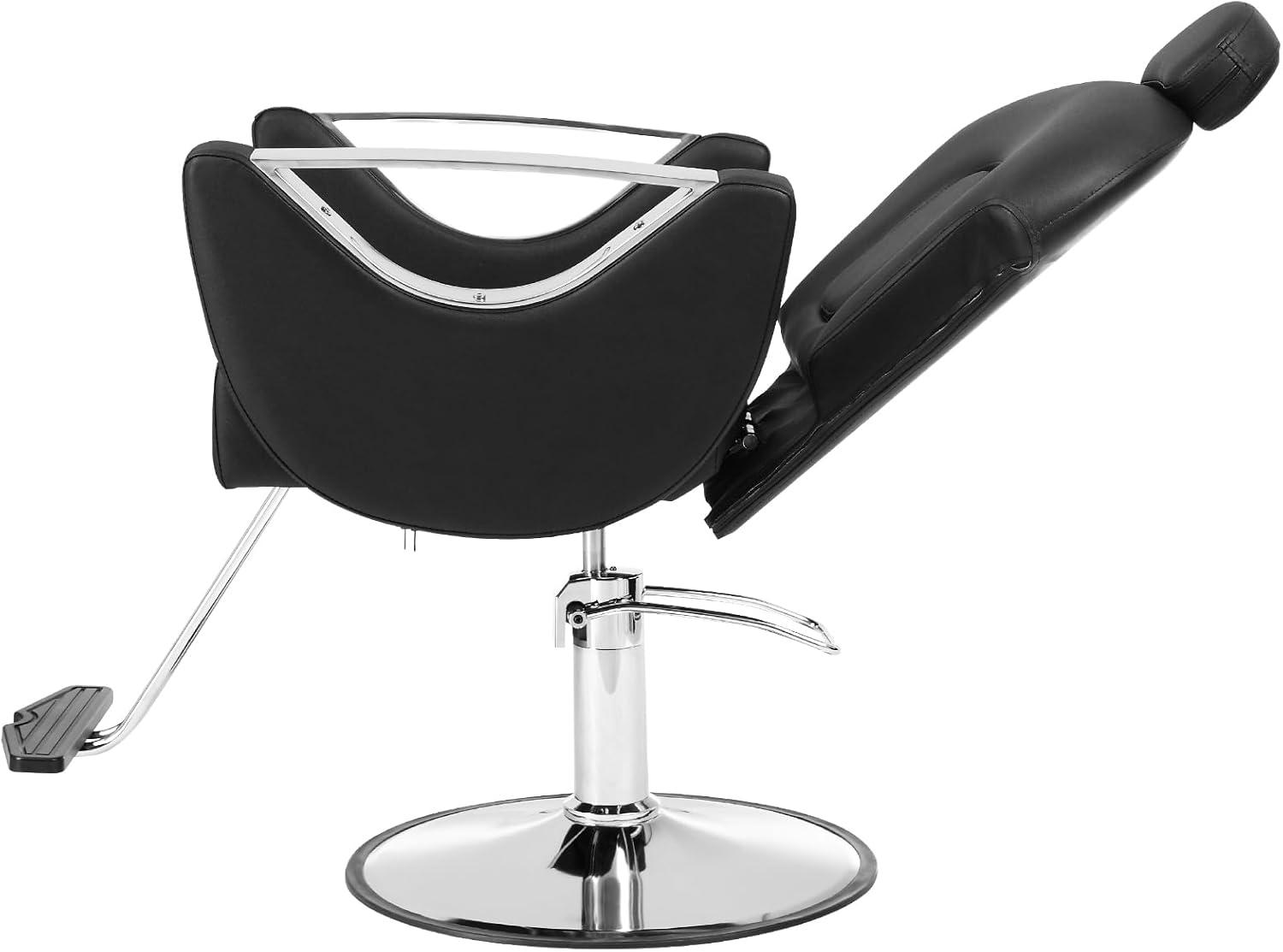 Salon Chair, Hydraulic Recliner Barber Chair for Hair Stylist, 360 Deg Swivel Reclining Salon Chair, Black - 330 lbs
