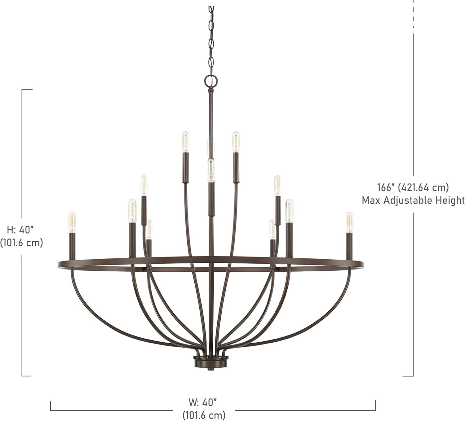 Capital Lighting 428501 Greyson 12 Light 40" Wide Taper Candle Chandelier - Bronze