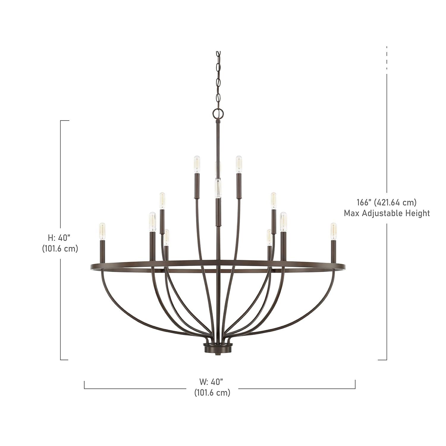 Capital Lighting 428501 Greyson 12 Light 40" Wide Taper Candle Chandelier - Bronze