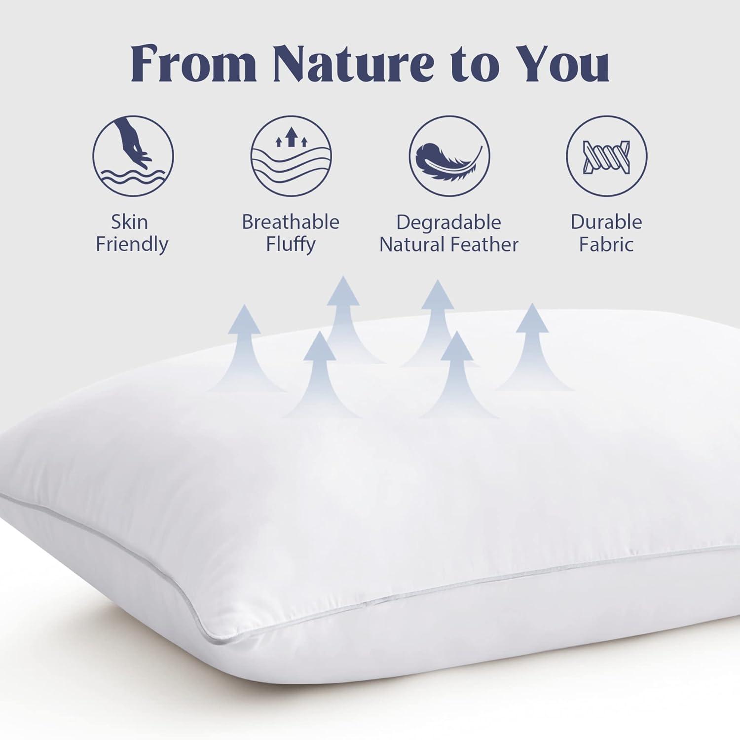 Peace Nest White Goose Feather and Down Pillow, Standard, Set of 2