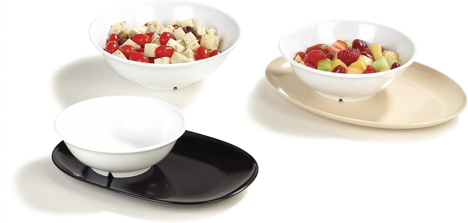 White Round Melamine Footed Serving Bowl, 36 Ounces