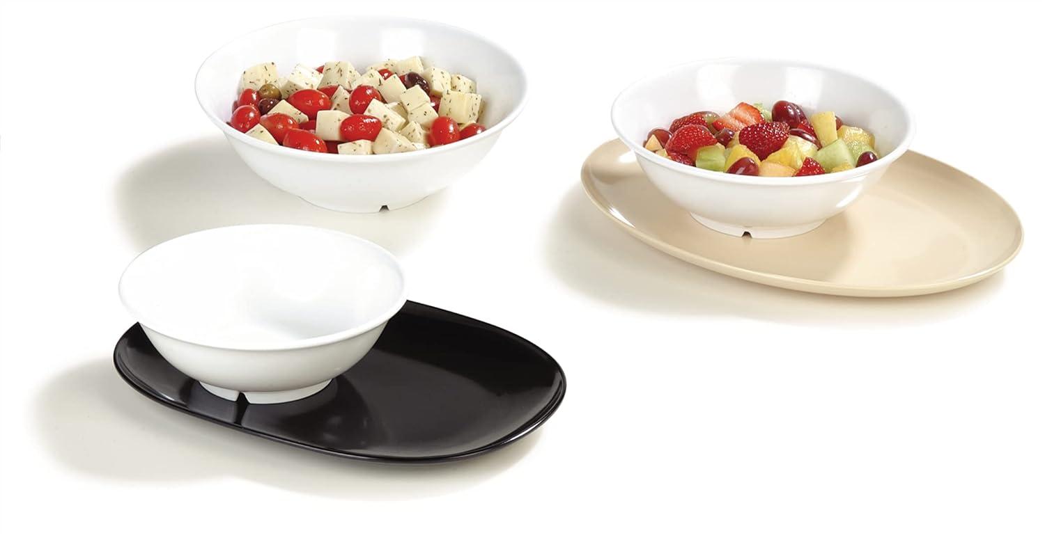 White Round Melamine Footed Serving Bowl, 36 Ounces