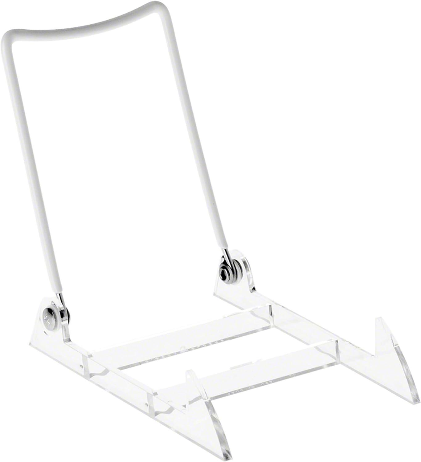 Adjustable White Wire and Clear Acrylic Display Easel, 4" x 5.5"