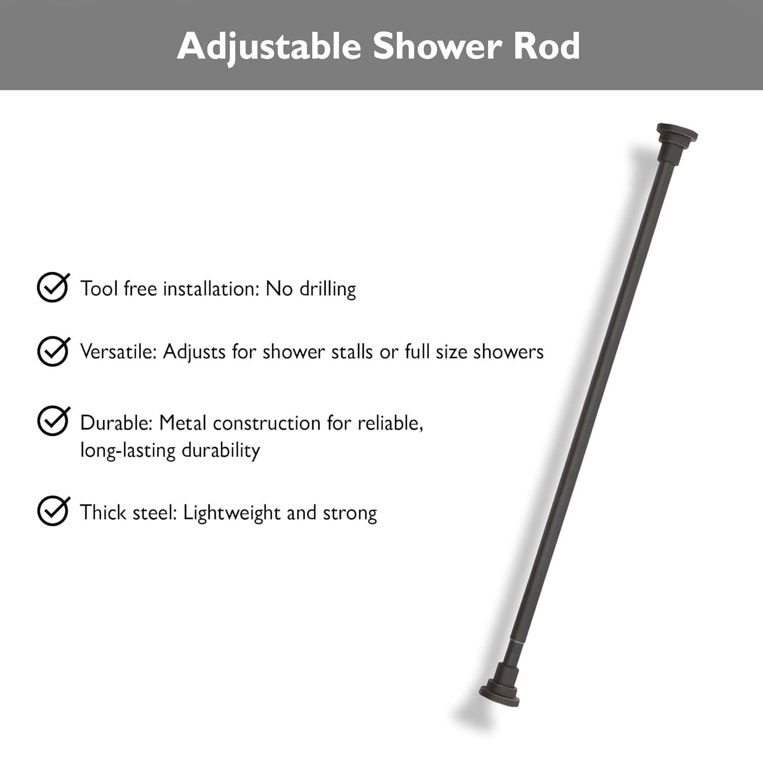 Design House Classic Adjustable Straight Tension Shower Curtain Rod for Bathroom
