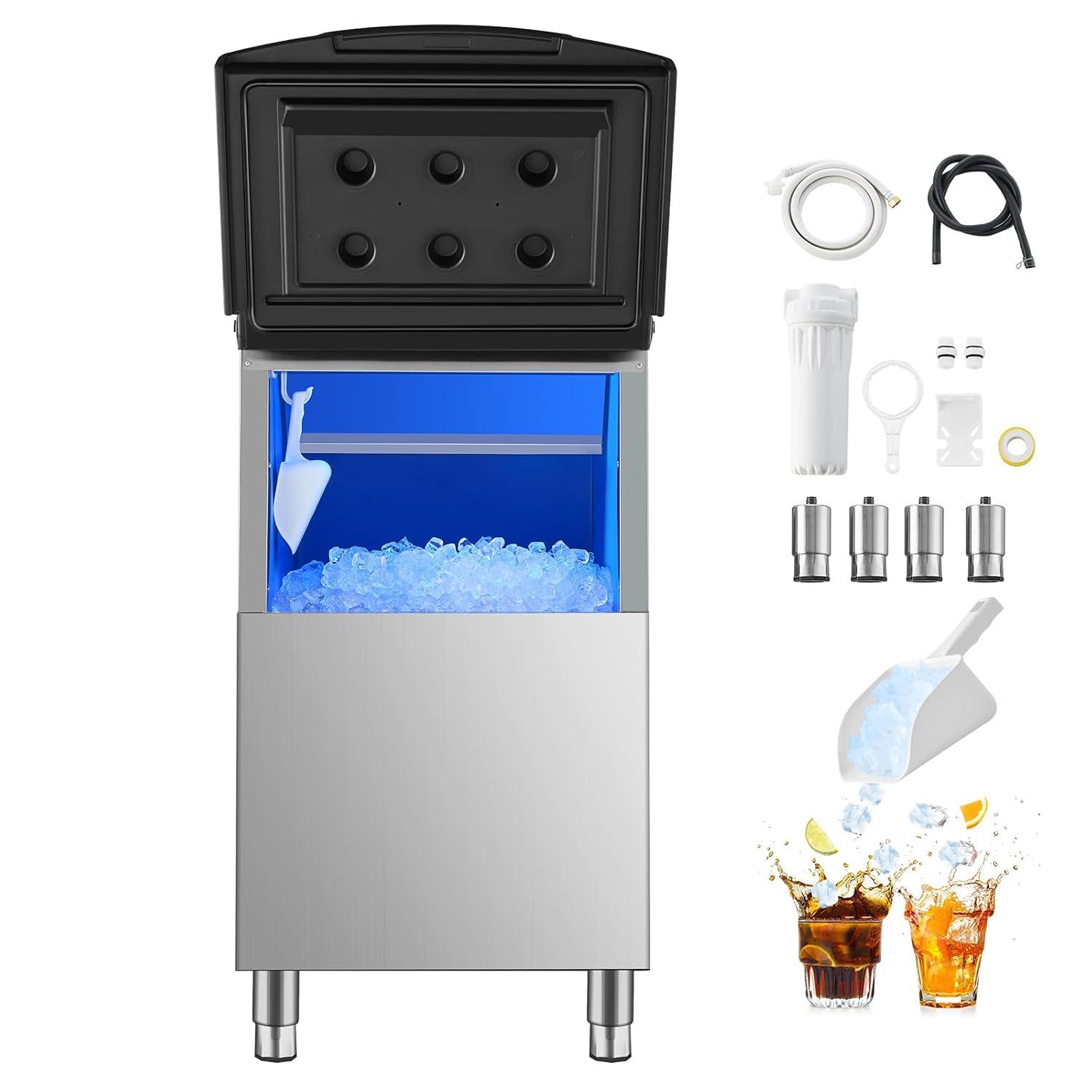 VEVOR Commercial Ice Maker Storage Bin, 250LBS Capacity Ice Bin, Stainless Steel Ice Storage Bin with Filter and Adjustable Anti-Slip Rubber Feet, Suitable for Restaurant Hotel and Beverage Shops