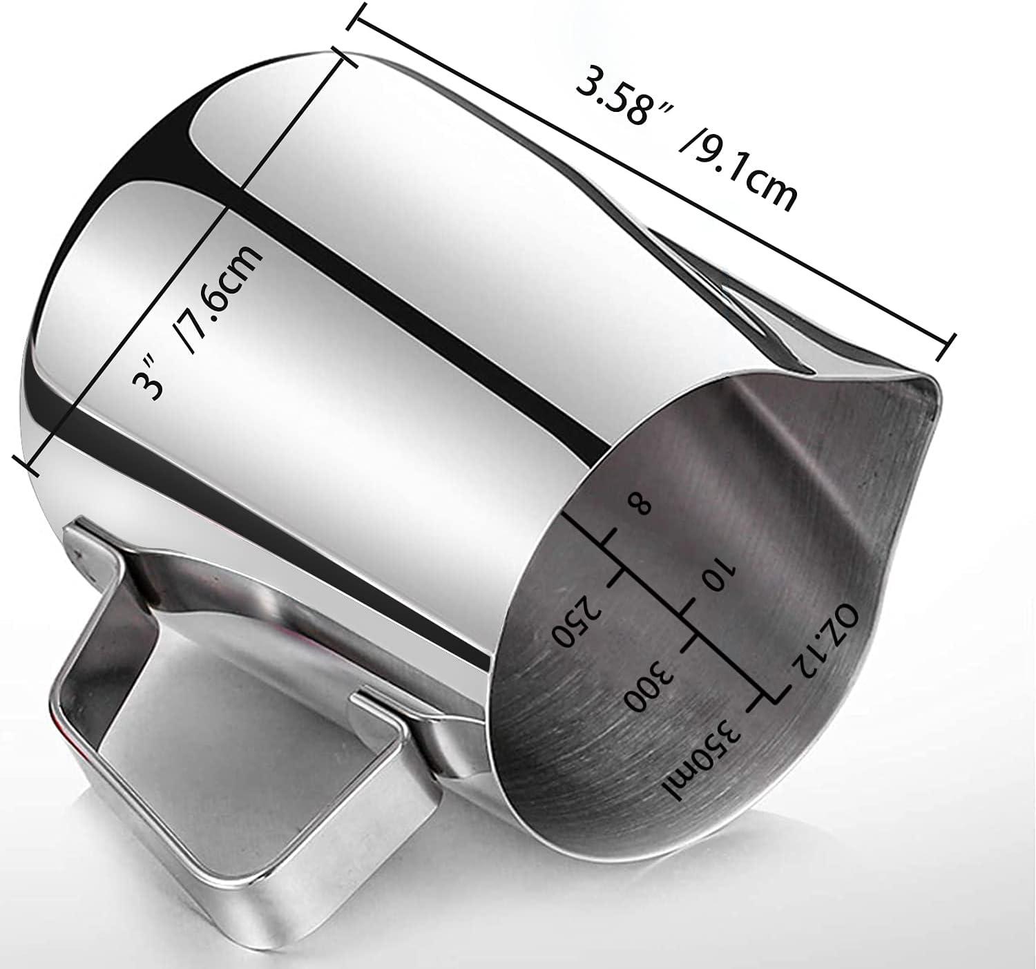 12oz Stainless Steel Milk Frothing Pitcher with Measurement Scale