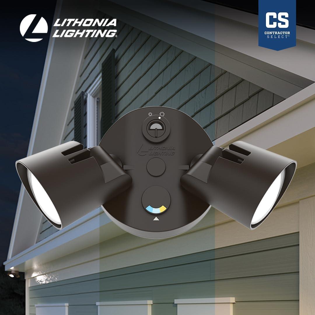 2 - Head Hardwired Dusk to Dawn Outdoor Security Flood Light with Motion Sensor