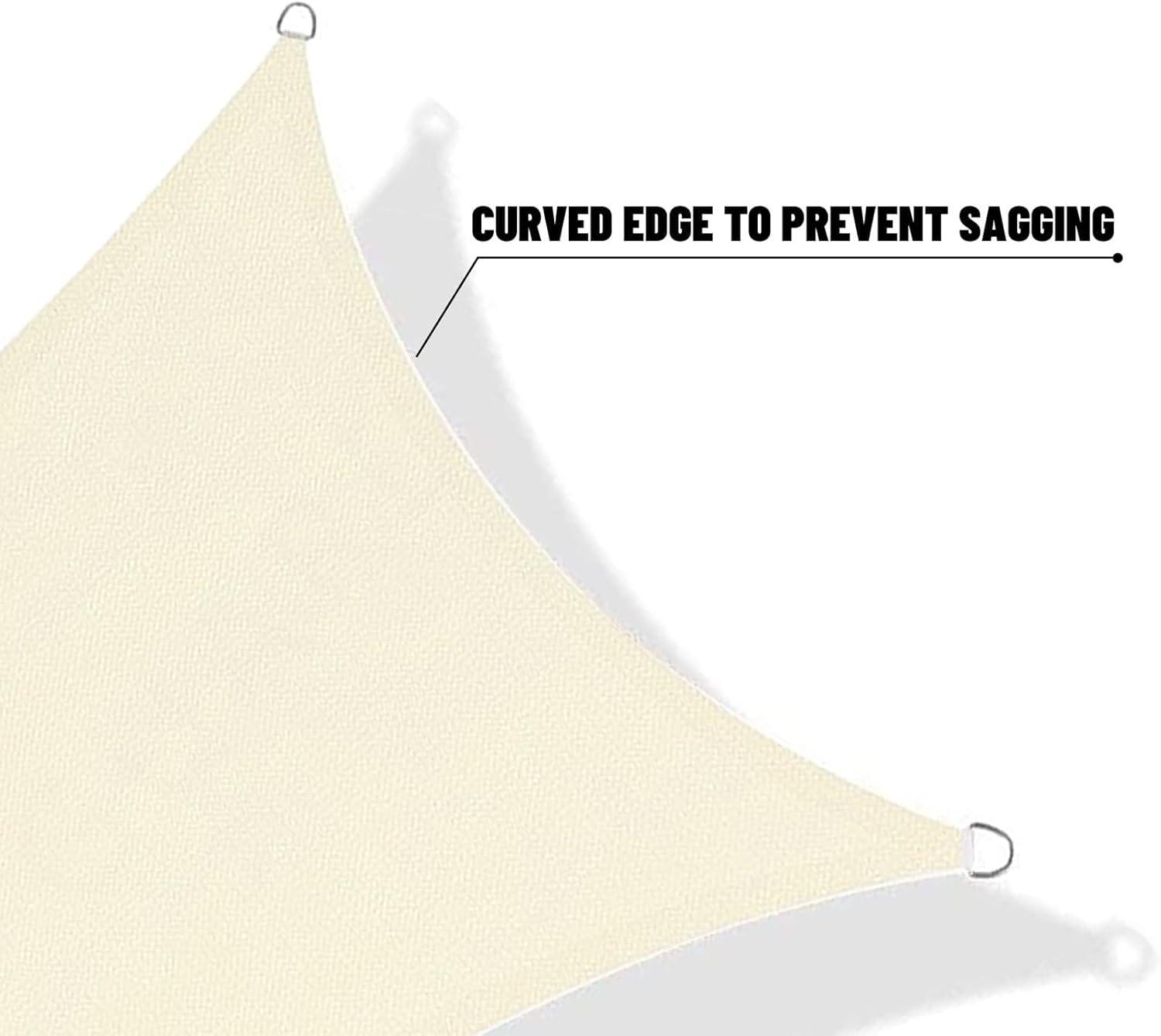 SUNNY GUARD Sun Shade Sail 10/12/16.5/20FT Triangle UV Block Sunshade Canopy for Outdoor, 16.5'x16.5'x16.5' Cream