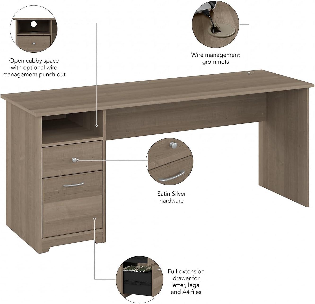 Bush Furniture Cabot 72" Computer Desk with Storage, Harvest Cherry