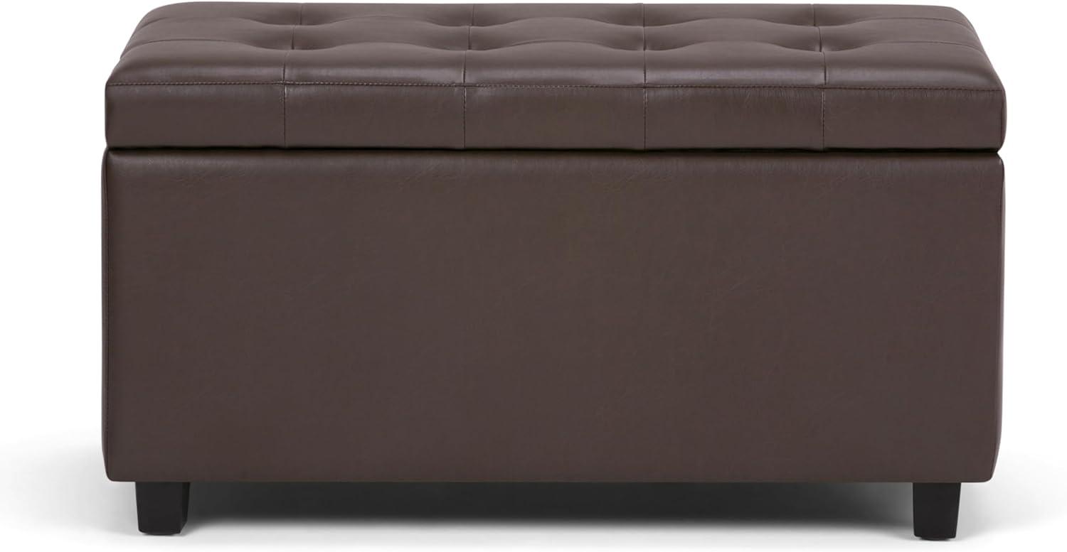 Cosmopolitan Chocolate Brown Tufted Faux Leather Storage Ottoman