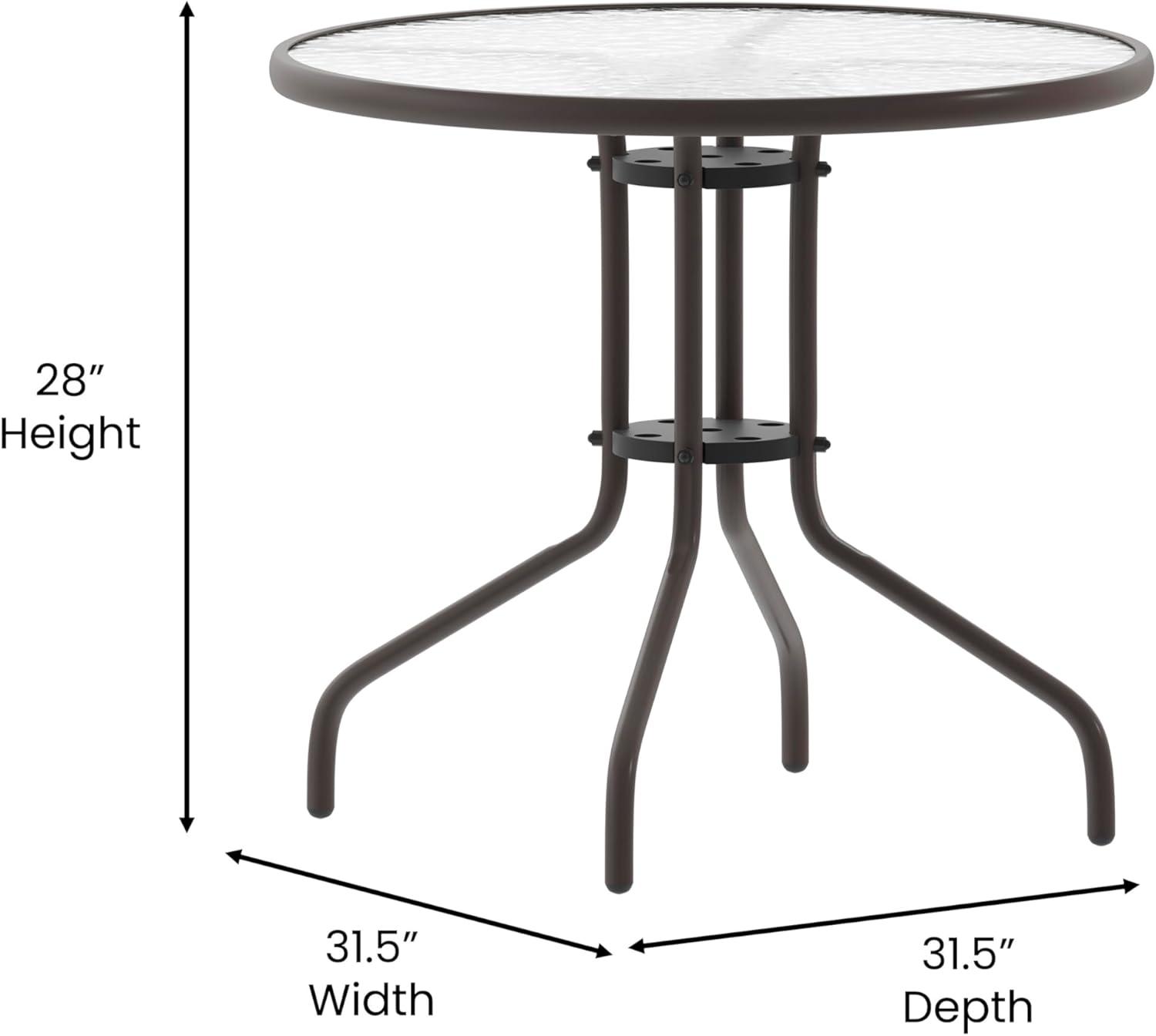 Flash Furniture Bellamy 31.5'' Bronze Round Tempered Glass Metal Table