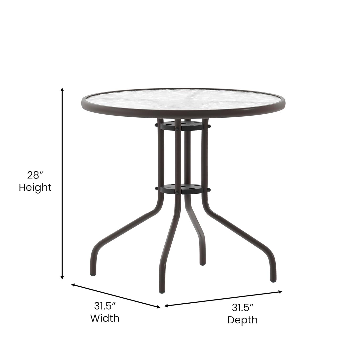 Flash Furniture Bellamy 31.5'' Bronze Round Tempered Glass Metal Table