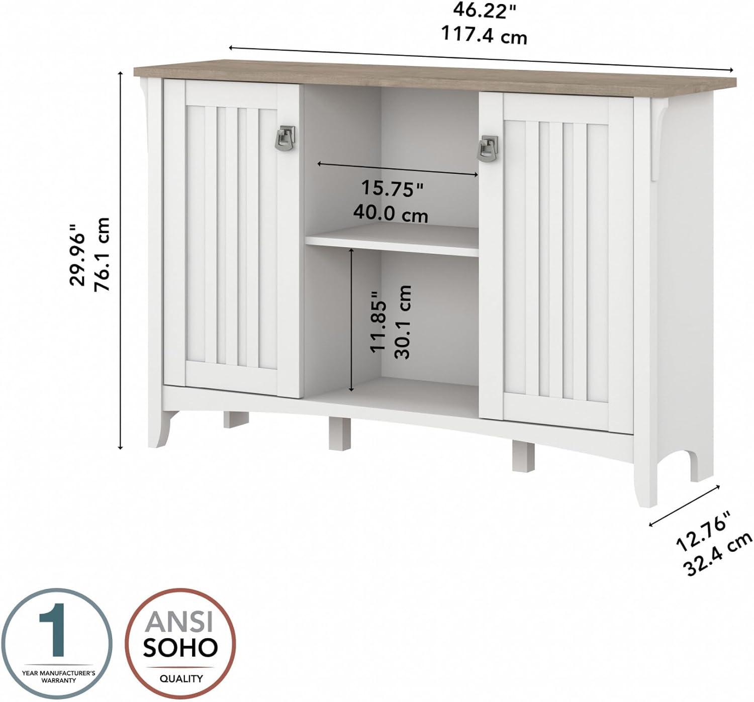 Bush Furniture Salinas Accent Storage Cabinet with Doors, Pure White & Shiplap Gray