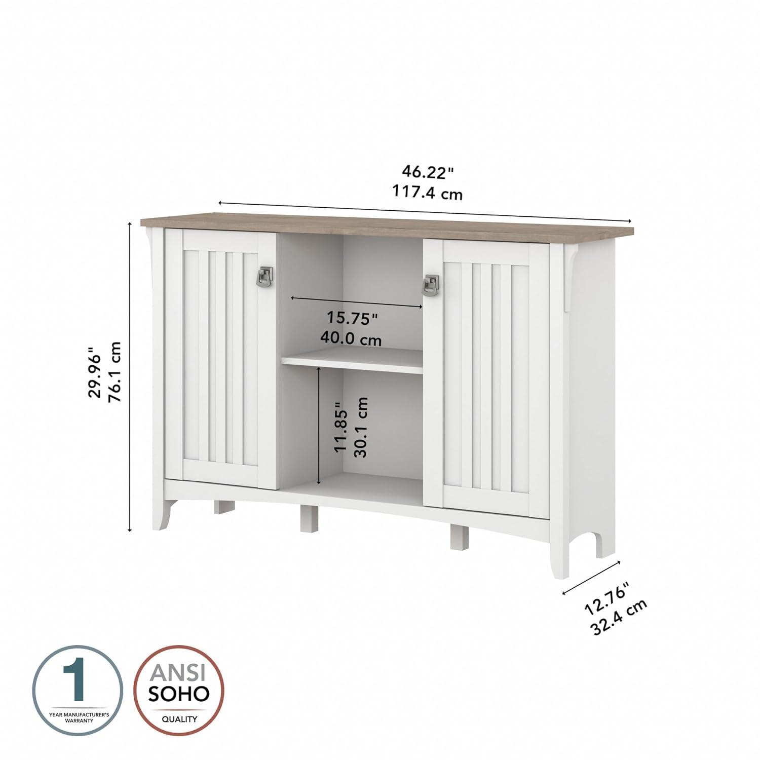 Bush Furniture Salinas Accent Storage Cabinet with Doors, Pure White & Shiplap Gray