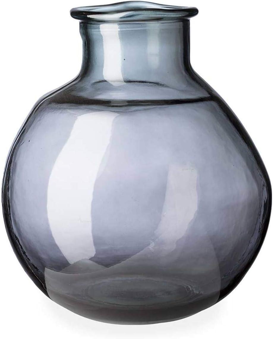 VivaTerra Recycled Tall Glass Balloon Vase – Handblown Glass Vases for Centerpieces – Unique Organic Shape in a Delicate Aqua Color – Sustainable and Unique Home Decor (19" H x 10" Dia.)
