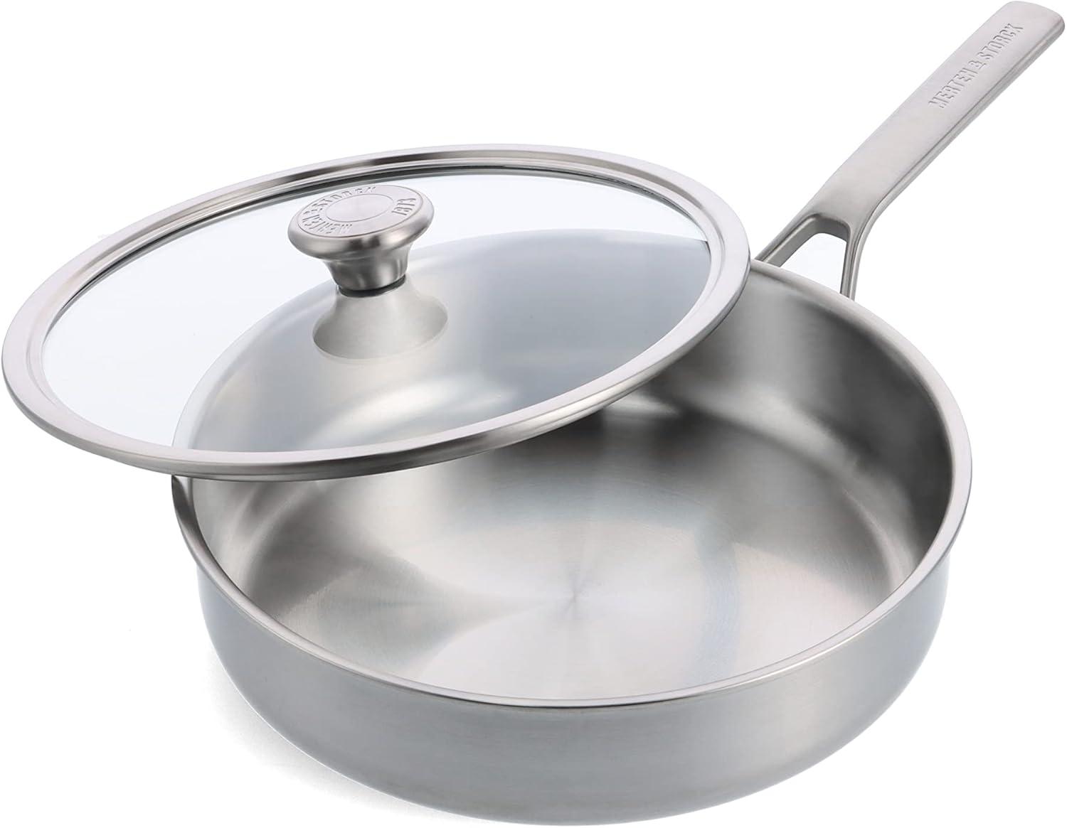 Stainless Steel 3.5QT Saute Pan with Glass Lid