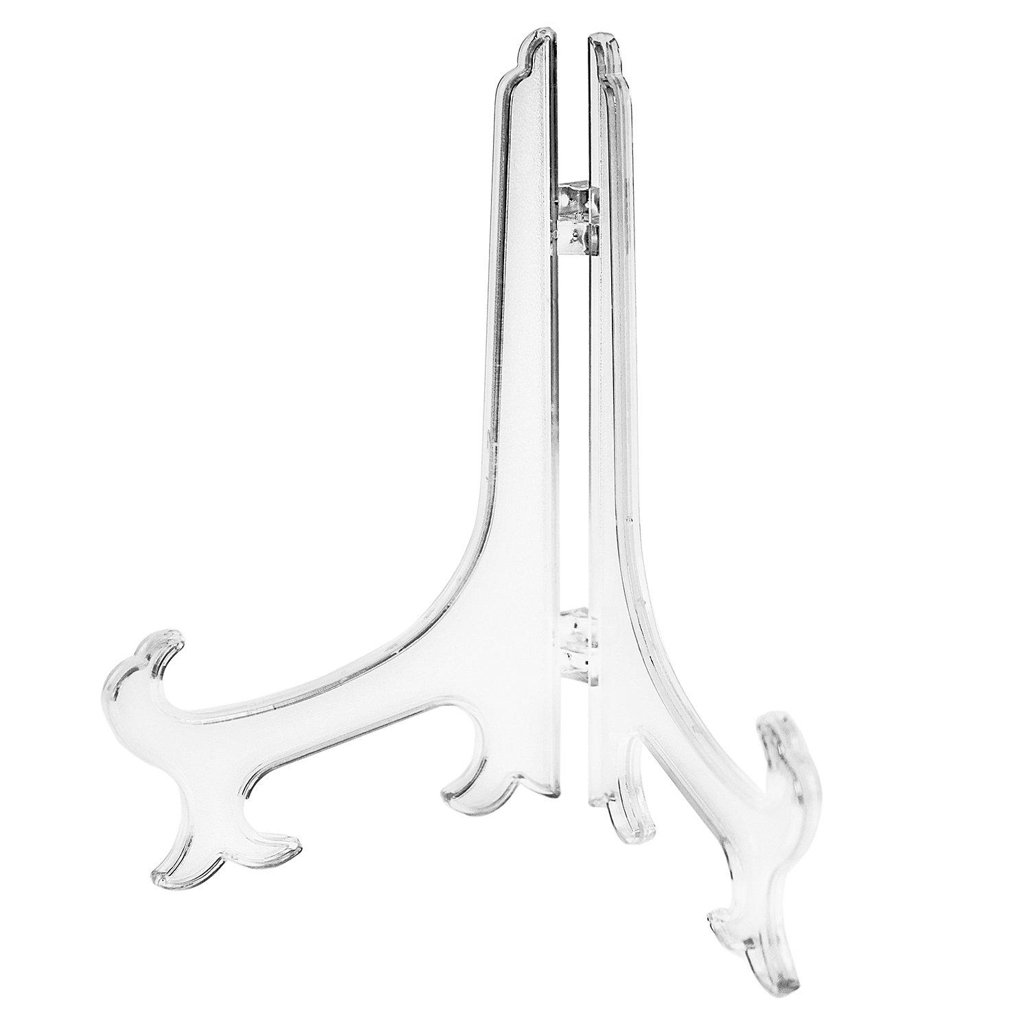 Super Z Outlet Plastic Easels 12 Pack Clear Easel Stands Easel Display Stand for Photo, Place Card, Collectibles, Light Items - Perfect for Wedding Cards, Party, Home, Party Decorations (8 Inches)