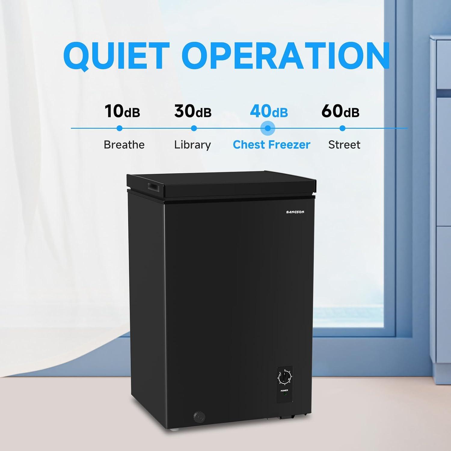 BANGSON 7.0 Cu.Ft Chest Freezer, Deep Freezer with Adjustable Thermostat, Top Open Door Freezer with Removable Basket