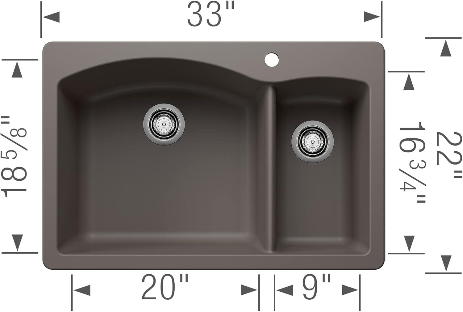 Diamond Silgranit 33" L x 22" W Double Basin Drop-In/Undermount Sink