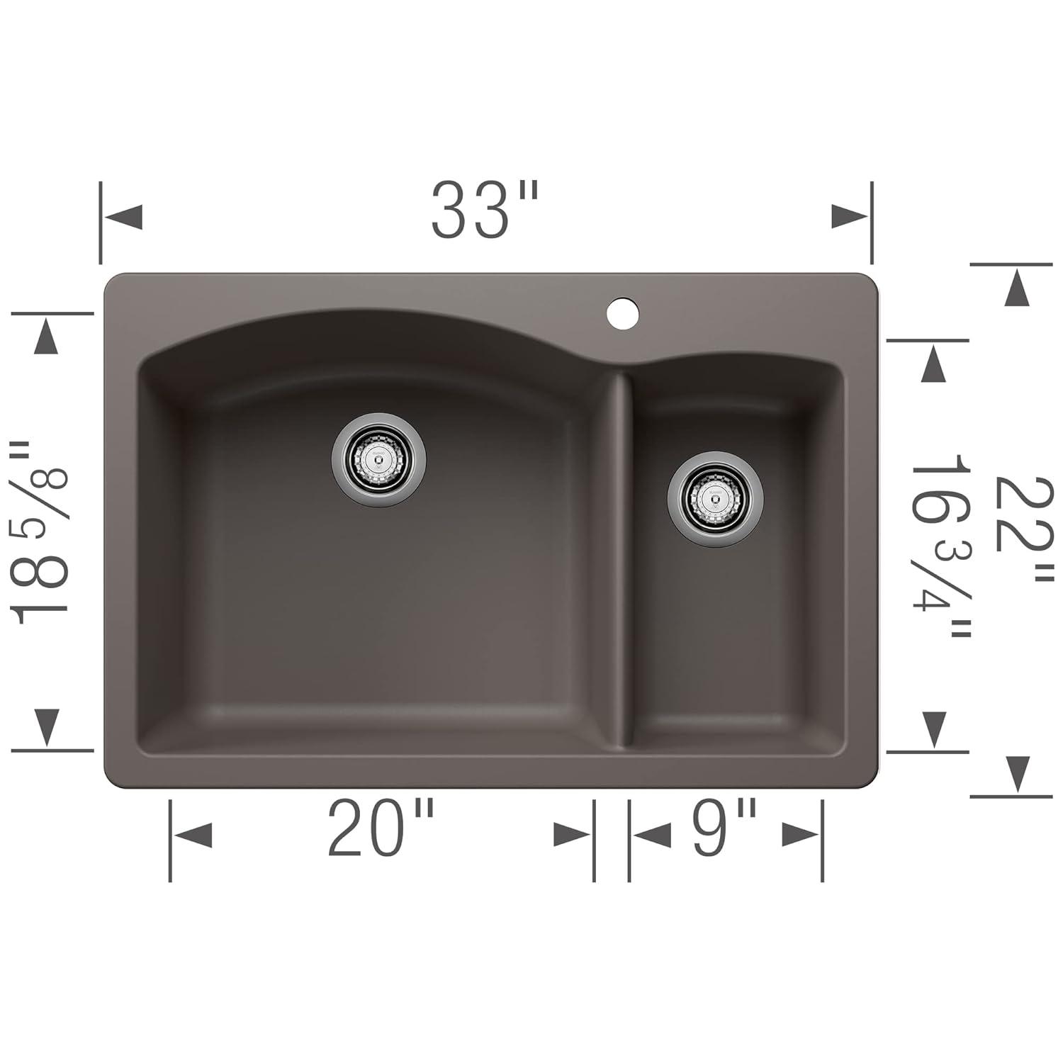 Diamond Silgranit 33" L x 22" W Double Basin Drop-In/Undermount Sink