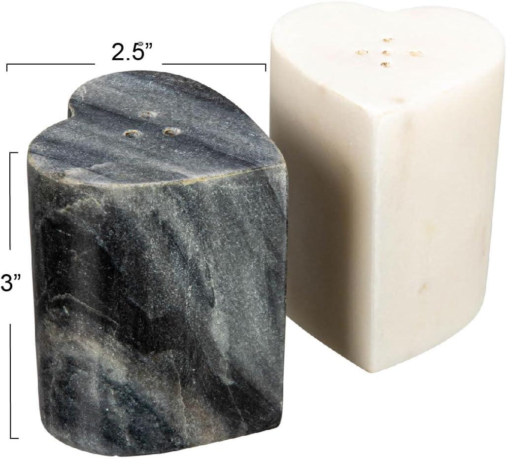 Creative Co-Op Heart-Shaped Marble Salt And Pepper Shakers