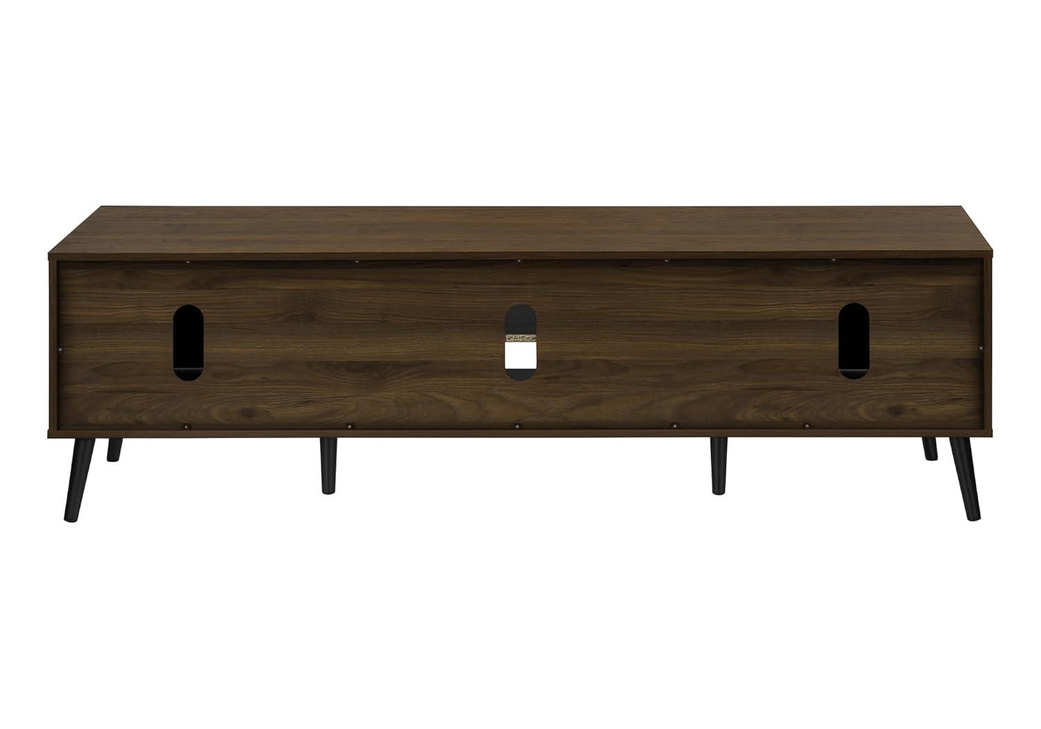 Monarch Specialties Tv Stand 72 Inch Console Media Entertainment Center Storage Cabinet Brown Laminate Black Wood Legs Transitional