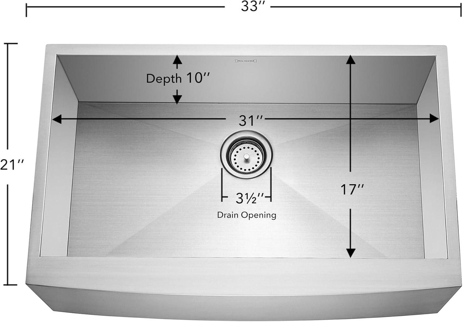 33" Stainless Steel Farmhouse Apron Single Bowl Kitchen Sink