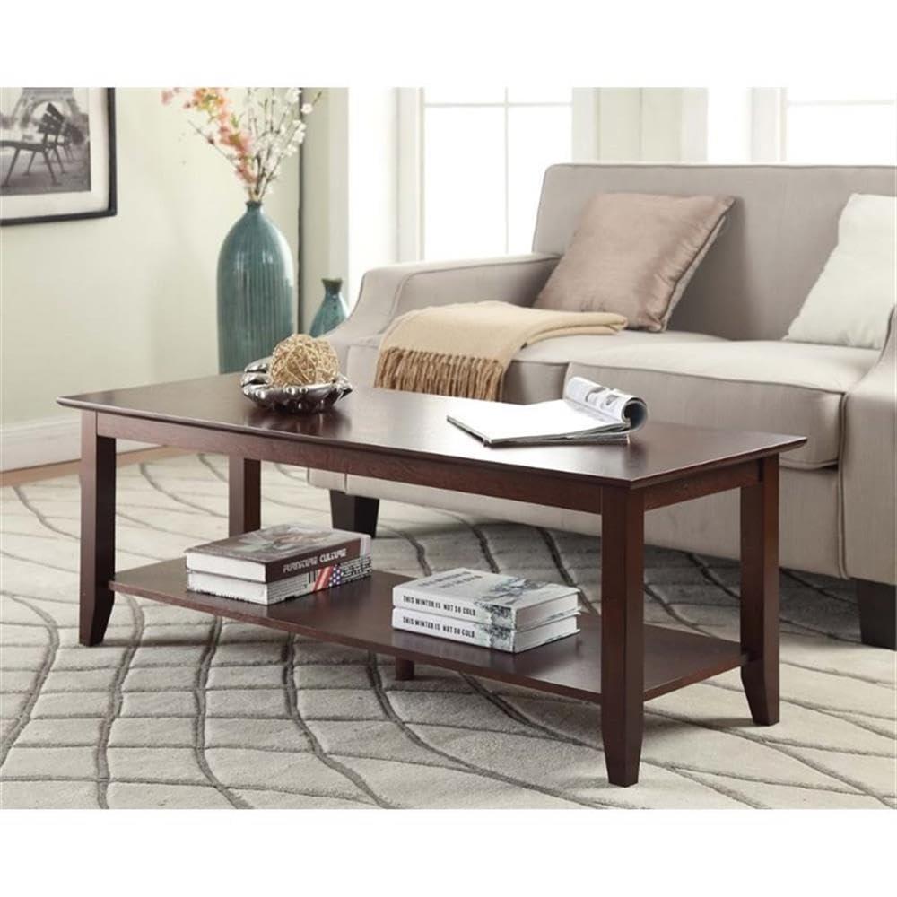 Convenience Concepts American Heritage Coffee Table with Shelf, Espresso