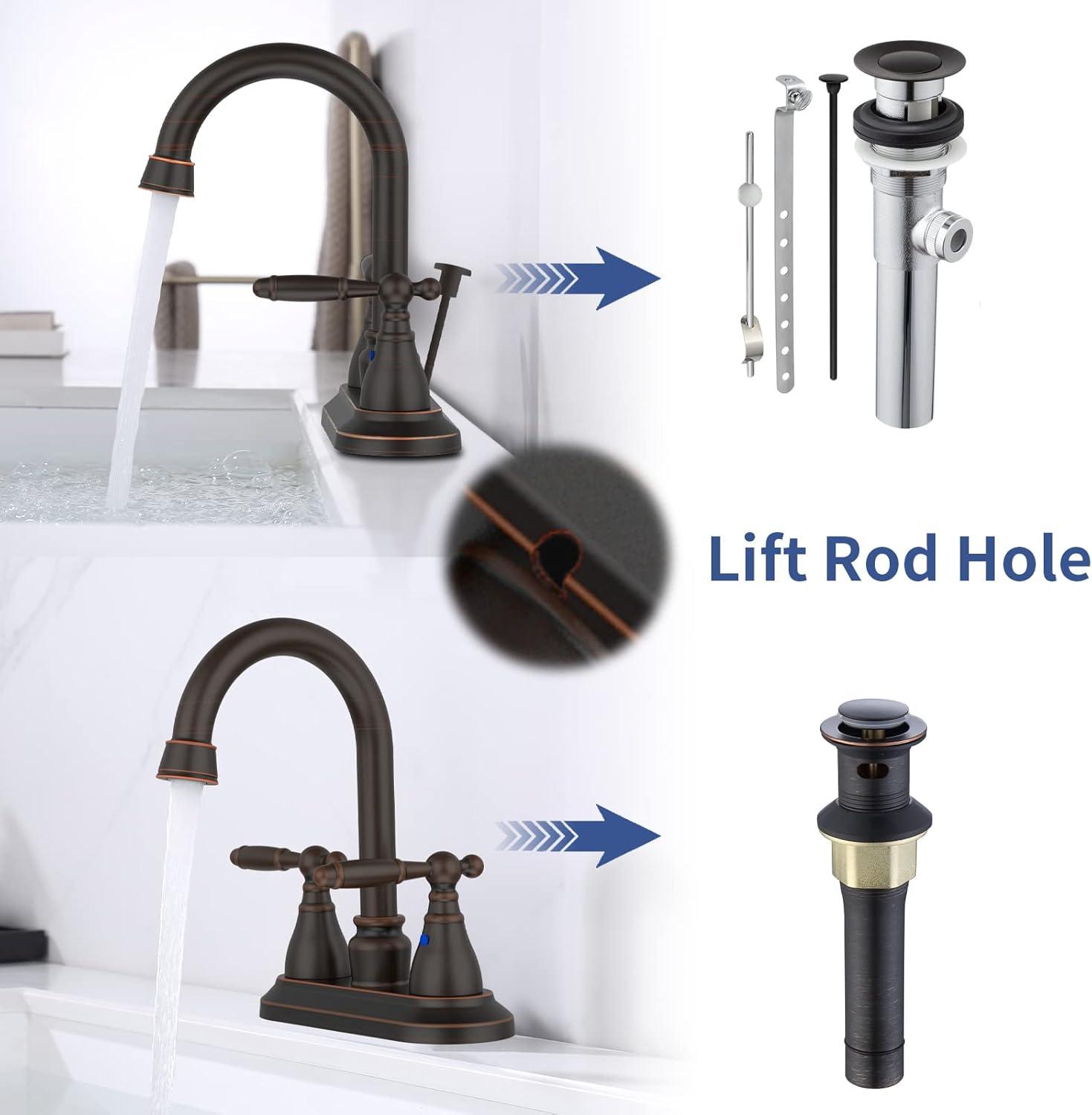 Oil Rubbed Bronze Double Handle Mid Arc Bathroom Faucet