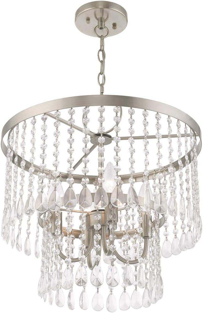 Elizabeth Brushed Nickel 4-Light Crystal Pendant Chandelier