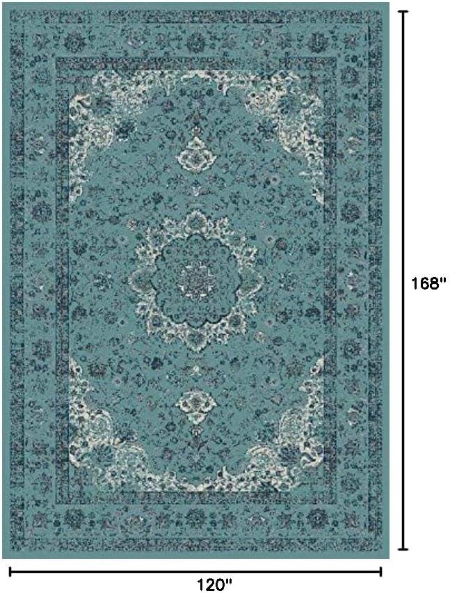 SAFAVIEH Evoke Teale Traditional Bordered Area Rug, Light Blue, 10' x 14'